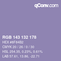 カラーコード: RGB 143 132 178 | qconv.com
