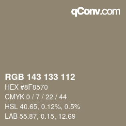 Código de color: RGB 143 133 112 | qconv.com