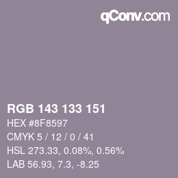 Color code: RGB 143 133 151 | qconv.com