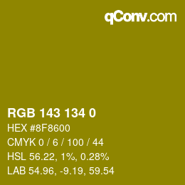 カラーコード: RGB 143 134 0 | qconv.com