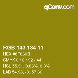 カラーコード: RGB 143 134 11 | qconv.com