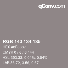 Color code: RGB 143 134 135 | qconv.com