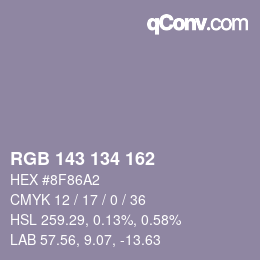 Farbcode: RGB 143 134 162 | qconv.com