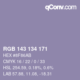 Color code: RGB 143 134 171 | qconv.com