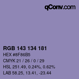 Color code: RGB 143 134 181 | qconv.com