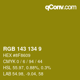 Color code: RGB 143 134 9 | qconv.com