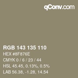 カラーコード: RGB 143 135 110 | qconv.com