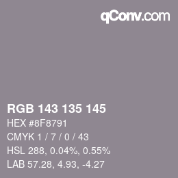 Color code: RGB 143 135 145 | qconv.com