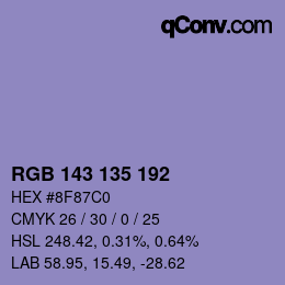颜色代码: RGB 143 135 192 | qconv.com