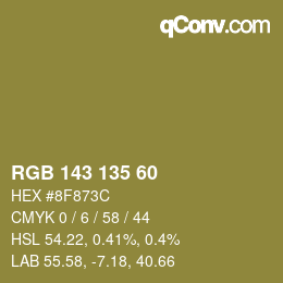 カラーコード: RGB 143 135 60 | qconv.com