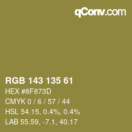颜色代码: RGB 143 135 61 | qconv.com