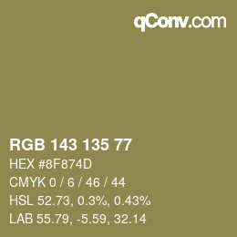 Código de color: RGB 143 135 77 | qconv.com