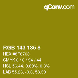 Color code: RGB 143 135 8 | qconv.com