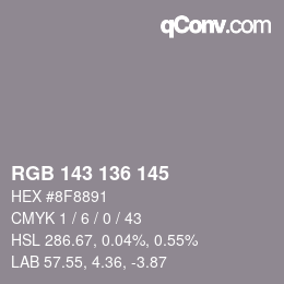 Color code: RGB 143 136 145 | qconv.com