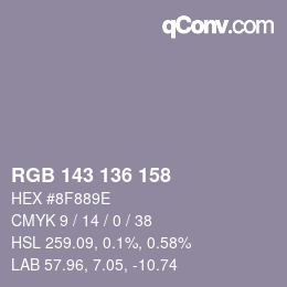 カラーコード: RGB 143 136 158 | qconv.com