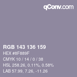 カラーコード: RGB 143 136 159 | qconv.com