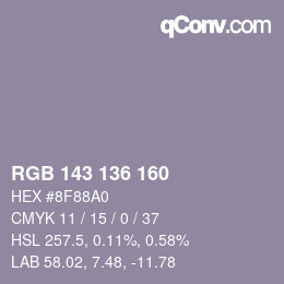 Code couleur: RGB 143 136 160 | qconv.com