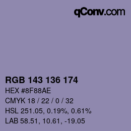 Color code: RGB 143 136 174 | qconv.com