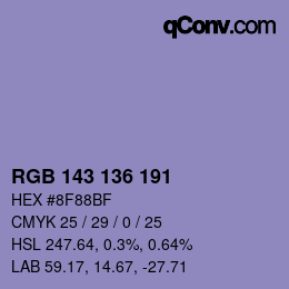 Color code: RGB 143 136 191 | qconv.com