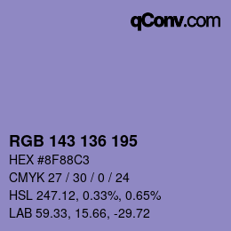 Color code: RGB 143 136 195 | qconv.com