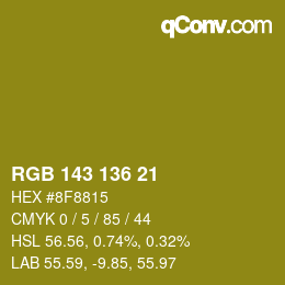 Color code: RGB 143 136 21 | qconv.com