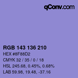 Color code: RGB 143 136 210 | qconv.com