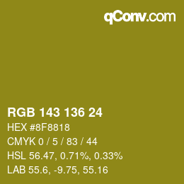 Color code: RGB 143 136 24 | qconv.com