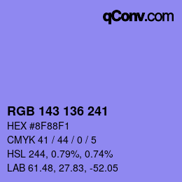 Color code: RGB 143 136 241 | qconv.com