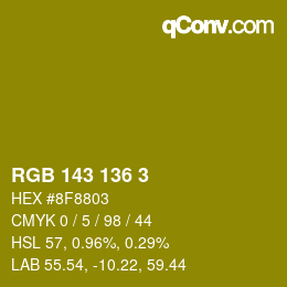 Color code: RGB 143 136 3 | qconv.com