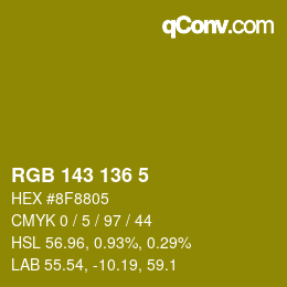 Color code: RGB 143 136 5 | qconv.com