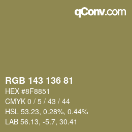 カラーコード: RGB 143 136 81 | qconv.com