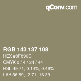 カラーコード: RGB 143 137 108 | qconv.com