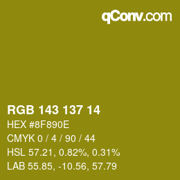 Color code: RGB 143 137 14 | qconv.com