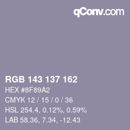 Color code: RGB 143 137 162 | qconv.com