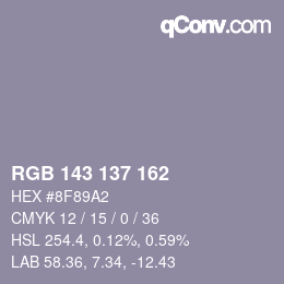 Color code: RGB 143 137 162 | qconv.com