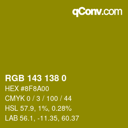 Color code: RGB 143 138 0 | qconv.com