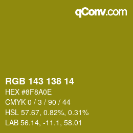Color code: RGB 143 138 14 | qconv.com