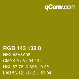 Color code: RGB 143 138 8 | qconv.com