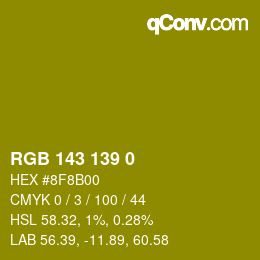 Color code: RGB 143 139 0 | qconv.com