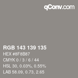 カラーコード: RGB 143 139 135 | qconv.com