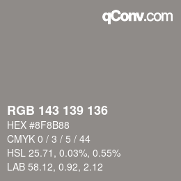 颜色代码: RGB 143 139 136 | qconv.com