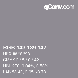 カラーコード: RGB 143 139 147 | qconv.com