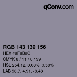 カラーコード: RGB 143 139 156 | qconv.com