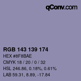 颜色代码: RGB 143 139 174 | qconv.com