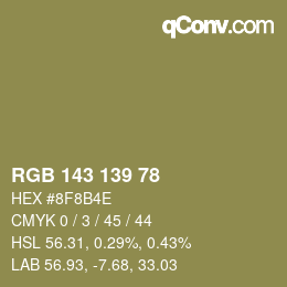 Código de color: RGB 143 139 78 | qconv.com