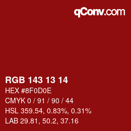 カラーコード: RGB 143 13 14 | qconv.com