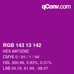 Color code: RGB 143 13 142 | qconv.com