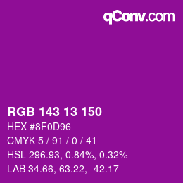颜色代码: RGB 143 13 150 | qconv.com