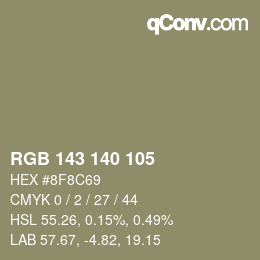 カラーコード: RGB 143 140 105 | qconv.com