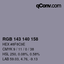 颜色代码: RGB 143 140 158 | qconv.com